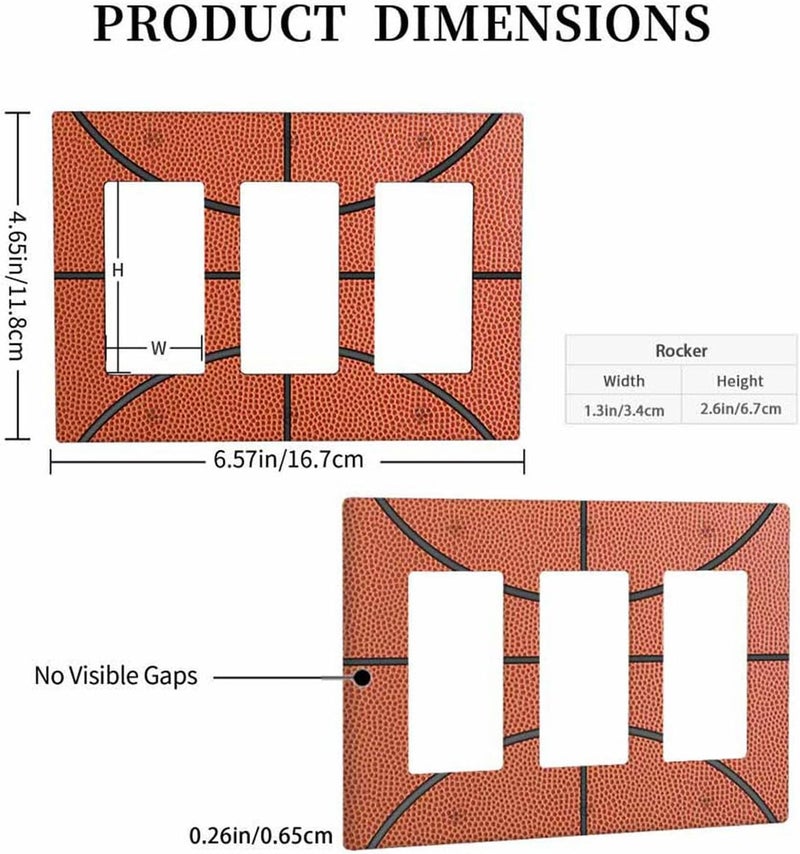 Moslion Basketball Lines Triple Rocker Light Switch Cover Black Stripes Ball Game Sports Orange 3-Gang Decorator Light Plug Protector For Home Kitchen Bedroom Office - Image 4